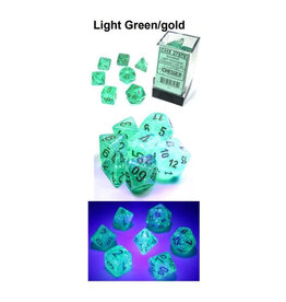 Chessex Light Green/gold Borealis Luminary Poly 7 Dice Set