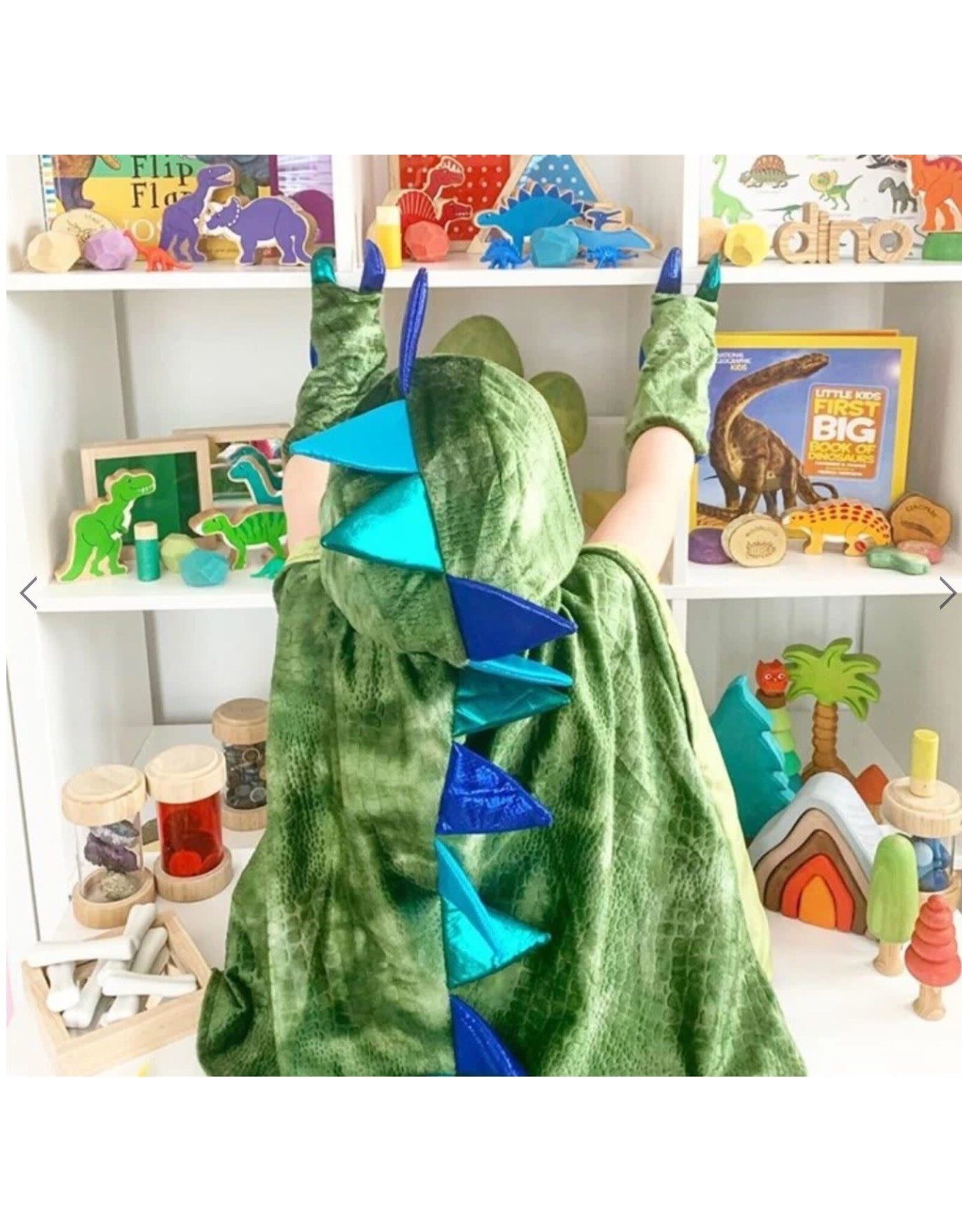 Great Pretenders Dragon Cape with Claws, Green/Blue,  Size 5-6