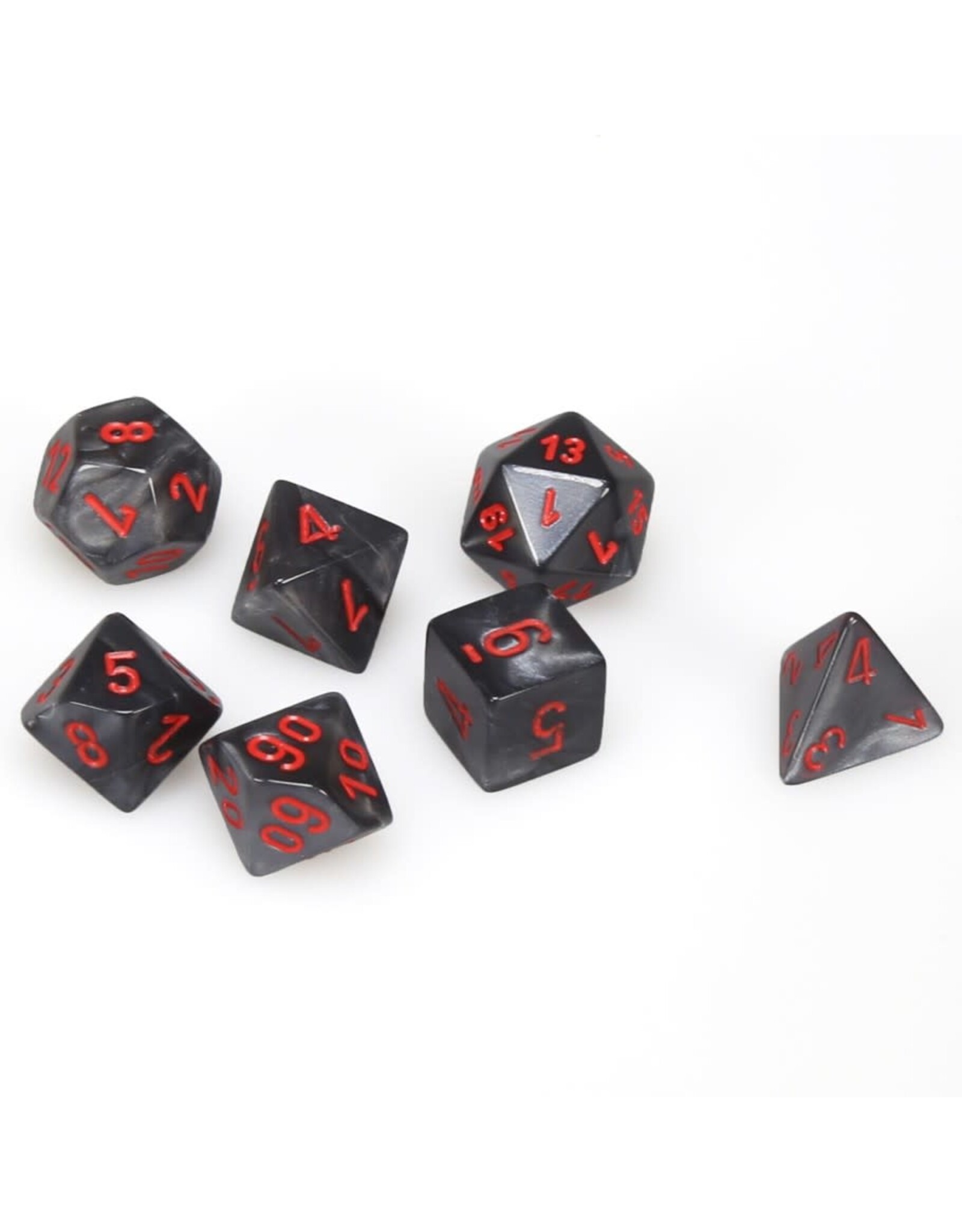 Chessex Velvet Black w/red Poly 7 dice set