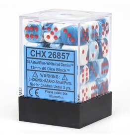 Chessex Astral Blue-White/red Gemini 12mm d6 dice set