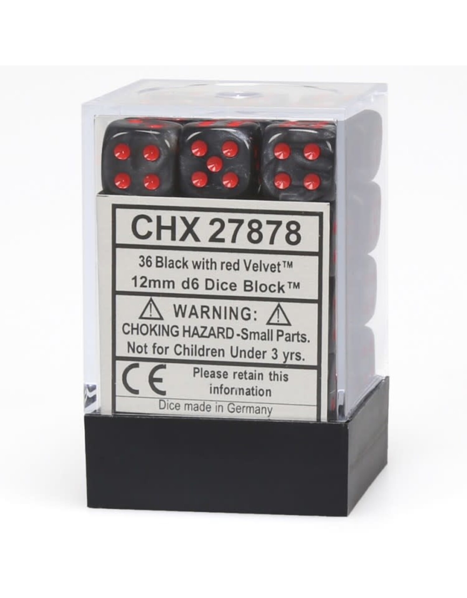 Chessex Black w/red Velvet 12mm d6 dice set