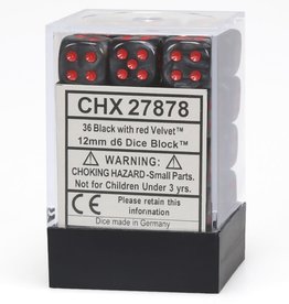 Chessex Black w/red Velvet 12mm d6 dice set