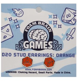 Foam Brain Games D20 Stud Earrings: Orange