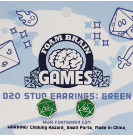 Foam Brain Games D20 Stud Earrings Green