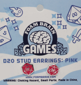 Foam Brain Games D20 Stud Earrings Pink