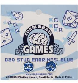 Foam Brain Games D20 Stud Earrings Blue