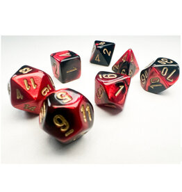 Chessex Mini Gemini Black Red with Gold poly 7 dice set