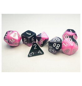 Chessex Mini Gemini Black Pink with White poly 7 dice set