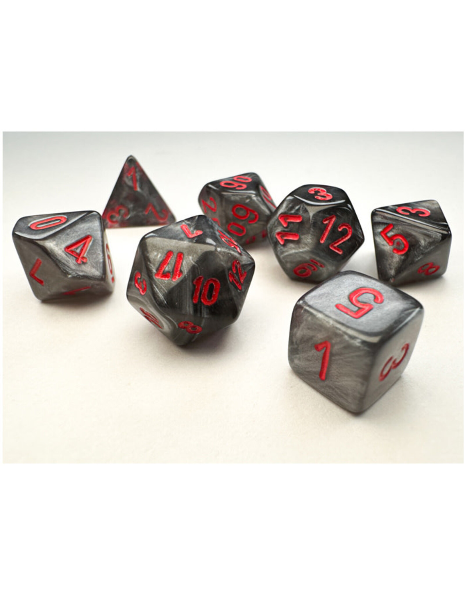 Chessex Mini Velvet Black with Red poly 7 dice set