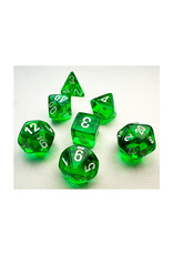 Chessex Mini Translucent Green with White poly 7 set