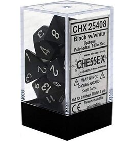 Chessex Black w/white Opaque Poly 7 dice set
