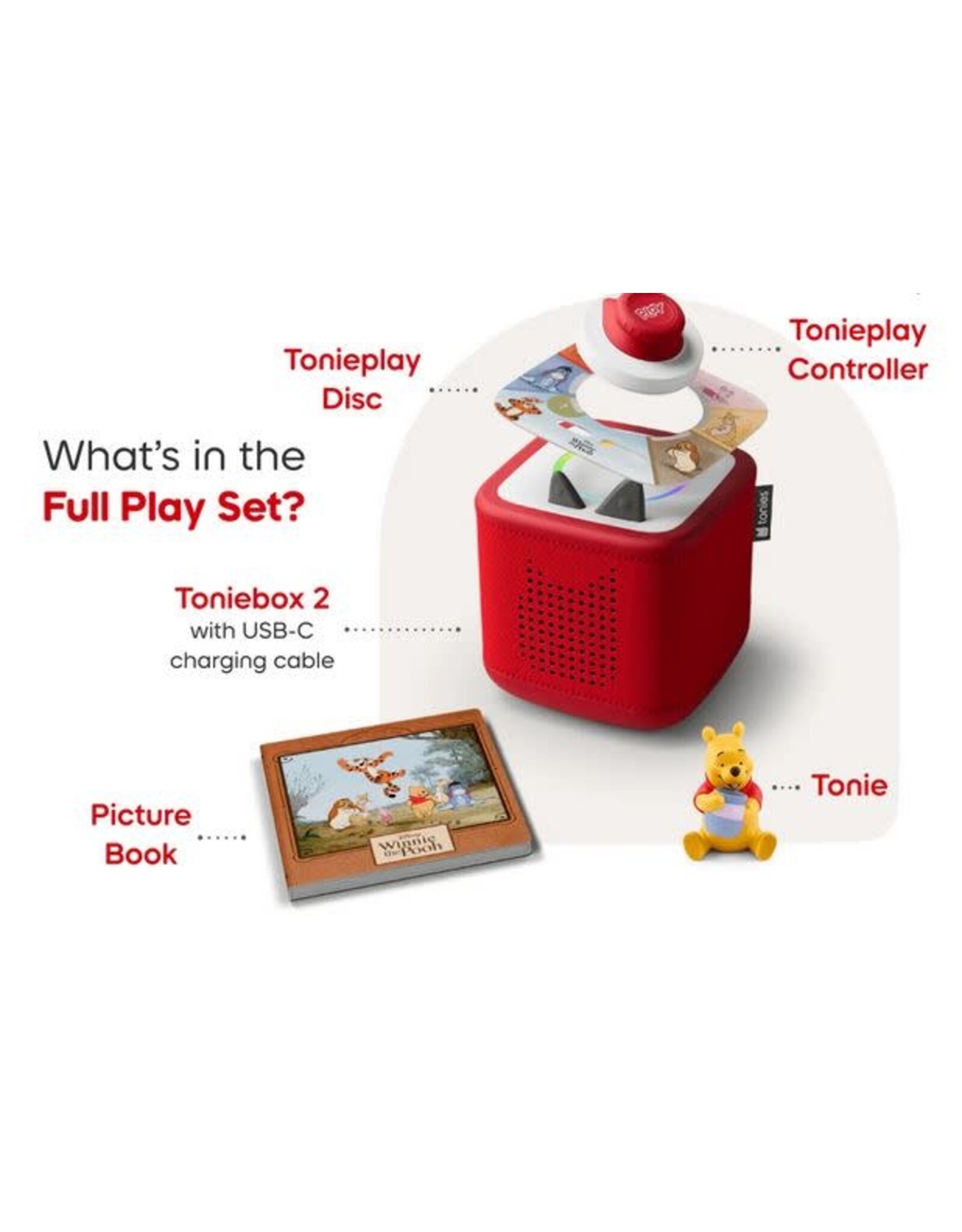 tonies Toniebox 2 Play Set - Sunset Red - Winnie the Pooh