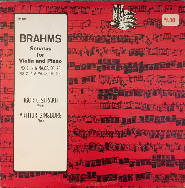 Classical Brahms - Oistrakh / Ginsburg - Sonatas For Violin And Piano (U.S.S.R.) (VG++)
