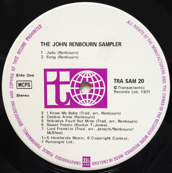 Folk/Country John Renbourn - The John Renbourn Sampler (1971 UK) (VG+)