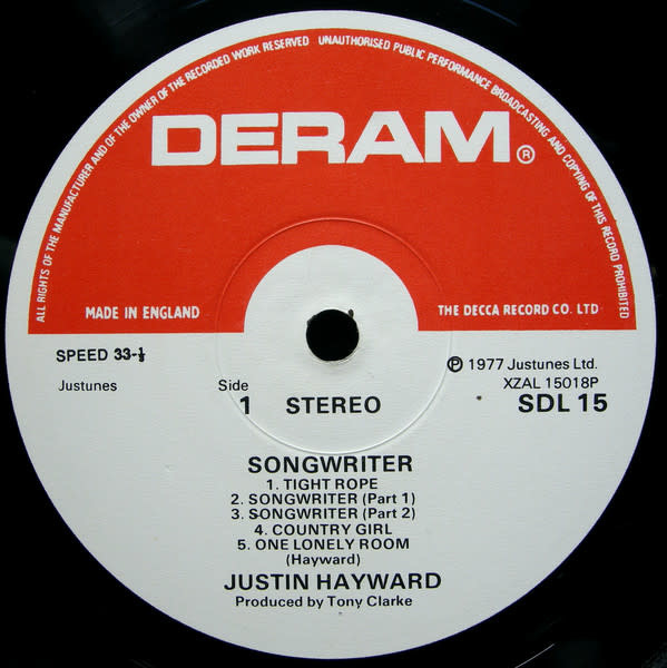 Rock/Pop Justin Hayward - Songwriter ('77 UK) (VG+)
