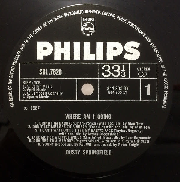Rock/Pop Dusty Springfield - Where Am I Going (1967 UK Stereo) (VG; creases, shelf-wear)