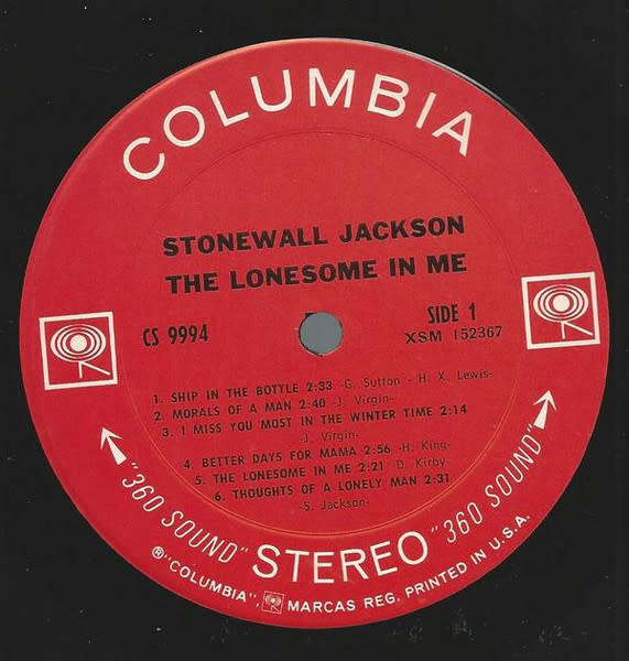 Folk/Country Stonewall Jackson - The Lonesome In Me (VG+; shelf-wear)