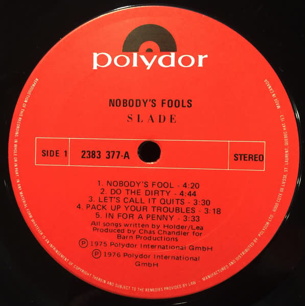 Rock/Pop Slade - Nobody's Fools (VG+; average sleeve wear)