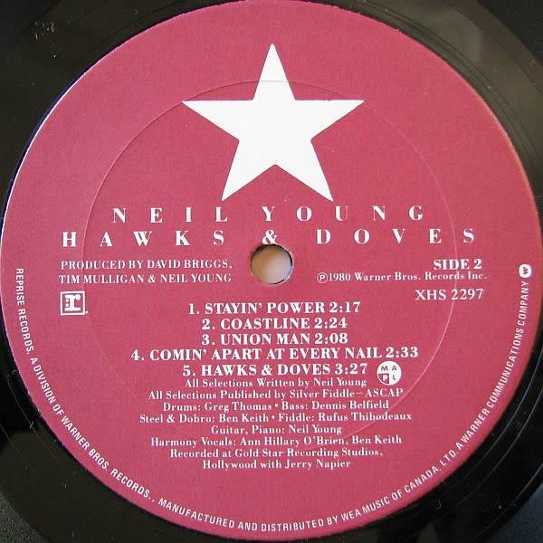 Rock/Pop Neil Young - Hawks & Doves (VG+/average wear)
