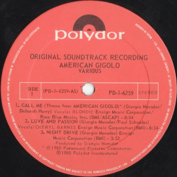 Soundtracks Giorgio Moroder - American Gigolo (VG++)