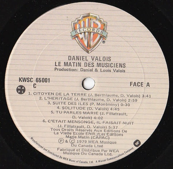 Rock/Pop Daniel Valois - Le Matin Des Musiciens (VG+)