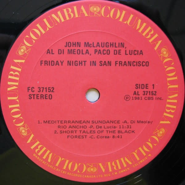 Jazz Al Di Meola, John McLaughlin, Paco De Lucia - Friday Night In San Francisco ('81 CA) (VG++)