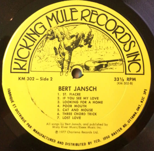 Folk/Country Bert Jansch - A Rare Conundrum ('77 CA) (VG+)