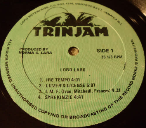 Reggae/Dub Lord Laro - Souvenir Album Of Lord Laro ('85 Jamaica) (VG+/creases, ring-wear, autographed on back cover)