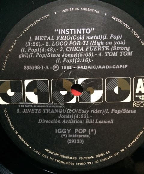 Rock/Pop Iggy Pop - Instinct (Instinto) ('88 Argentina) (VG++/creases)