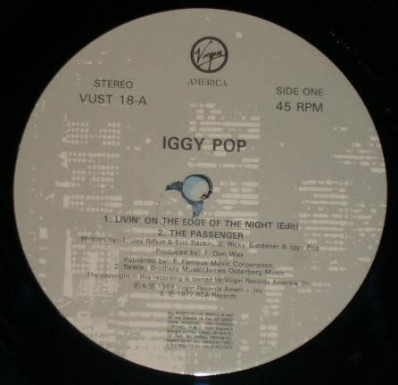 Rock/Pop Iggy Pop - Livin' On The Edge Of The Night ('90 UK Gatefold 12") (NM)