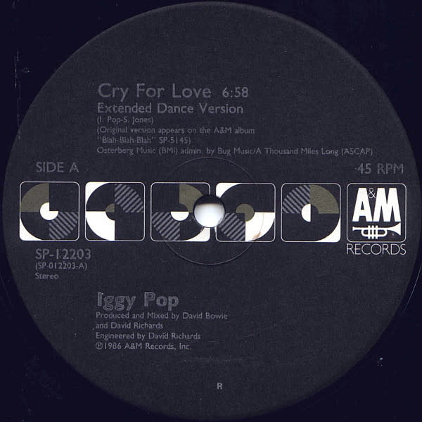 Rock/Pop Iggy Pop - Cry For Love ('86 US 12") (NM/promo slice)