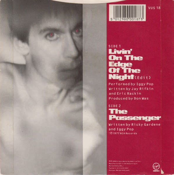 Rock/Pop Iggy Pop - Livin' On The Edge Of The Night ('90 UK 7") (VG+)
