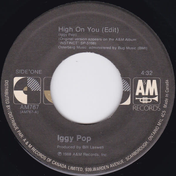 Rock/Pop Iggy Pop - High On You (Edit) / Cold Metal ('88 CA 7") (VG+)