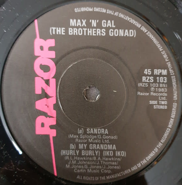 Rock/Pop Max 'N' Gal (The Brothers Gonad) - Delilah The Punk EPic ('83 UK 7") (VG+/creases, ring-wear)