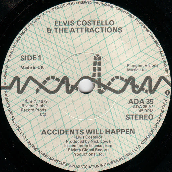 Rock/Pop Elvis Costello & The Attractions - Accidents Will Happen ('78 UK 7") (VG+)