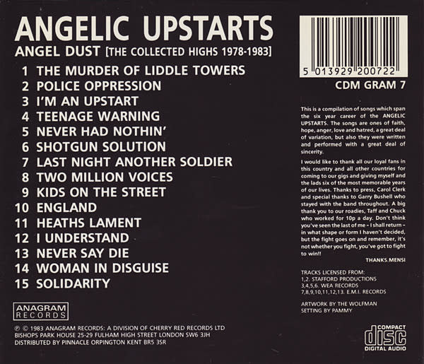 Punk/Hardcore Angelic Upstarts - Angel Dust (The Collected Highs 1978 - 1983) (USED CD)