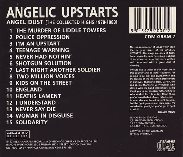Rock/Pop Angelic Upstarts - Angel Dust (The Collected Highs 1978 - 1983) (USED CD)