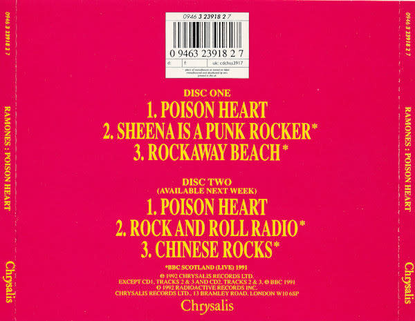 Punk/Hardcore Ramones - Poison Heart (CD single 1) (USED CD)