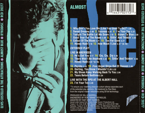 Rock/Pop Elvis Costello & The Attractions - Almost Blue (Rykodisc) (USED CD)
