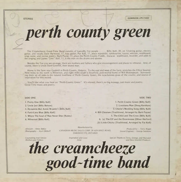 Rock/Pop The Creamcheeze Good~time Band - Perth County Green (G+, plays VG)
