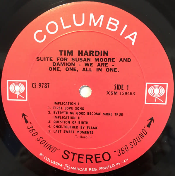 Folk/Country Tim Hardin - Suite For Susan Moore And Damion - We Are - One, One, All In One (VG+/ bit of tape on spine)