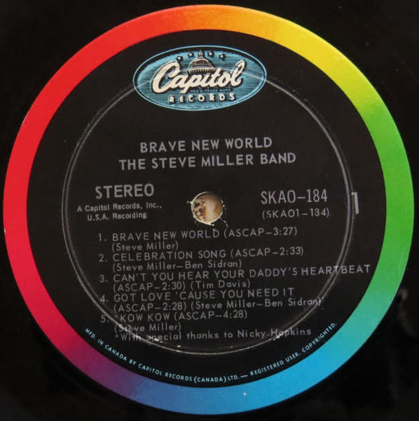 Rock/Pop The Steve Miller Band - Brave New World (VG/ some stains on cover, 3.5 in. top seam split)