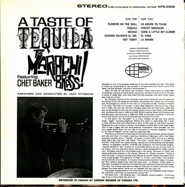 Jazz The Mariachi Brass Featuring Chet Baker - A Taste Of Tequila ('66 CA Stereo) (VG+/ shelf-wear)