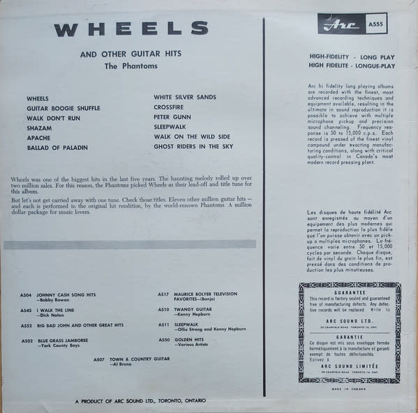 Lounge/Surf The Phantoms - Wheels And Other Guitar Hits (CA Mono) (VG+/ 2 in. bottom seam-split)