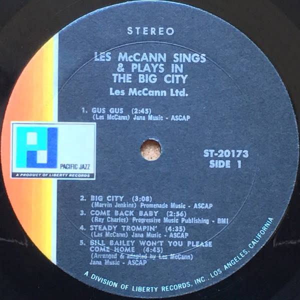 Jazz Les McCann Ltd. - New From The Big City (VG+/ light stain on cover, 3 in. bottom seam-split, edge/spine-wear)