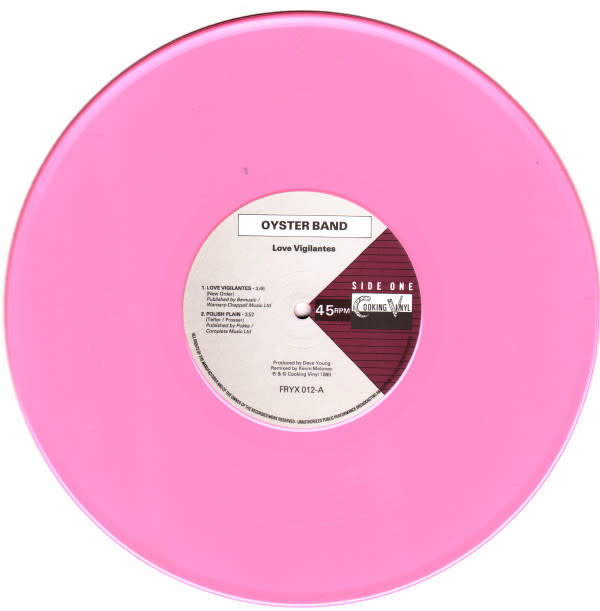 Rock/Pop Oyster Band - Love Vigilantes ('89 UK 10") (Pink Vinyl, Poster Sleeve) (VG+/ creases)