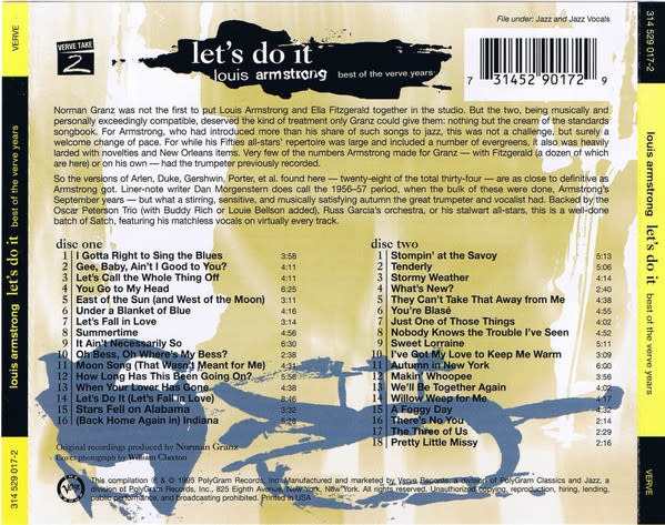 Jazz Louis Armstrong - Let's Do It: Best Of Verve Years (USED CD - light scuff)