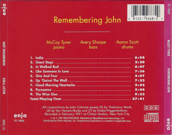 Jazz McCoy Tyner - Remembering John (USED CD)