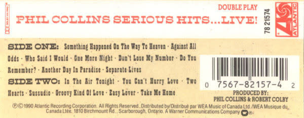 Rock/Pop Phil Collins - Seriously Hits...Live!