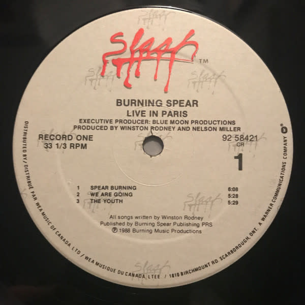 Reggae/Dub Burning Spear - Live In Paris ('88 CA) (VG++/ small creases, edge/ring-wear)